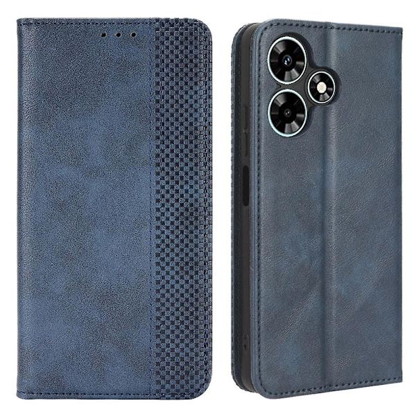 För Infinix Hot i Hot i Nfc X Pu Läder Vintage Phone case Folio Bokställ Cover Blue