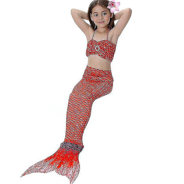 Barn Flickor Mermaid Tail Bikini Set Badkläder Baddräkt Simdräkt F Red