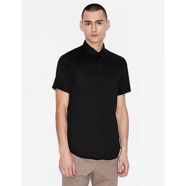 Armani Exchange 8nzcbf zn10z Kortärmad Skjorta Svart L Man