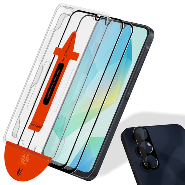 2-PACK Samsung A17 Näytönsuoja & 1-PACK linssinsuoja - Karkaistu Lasi | [Automaattinen Asennus] - Kuplaton