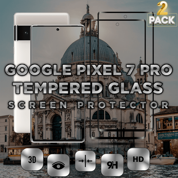 2-Pack GOOGLE PIXEL 7 PRO Skærmbeskyttelse - Hærdet Glas 9H - Super kvalitet 3D