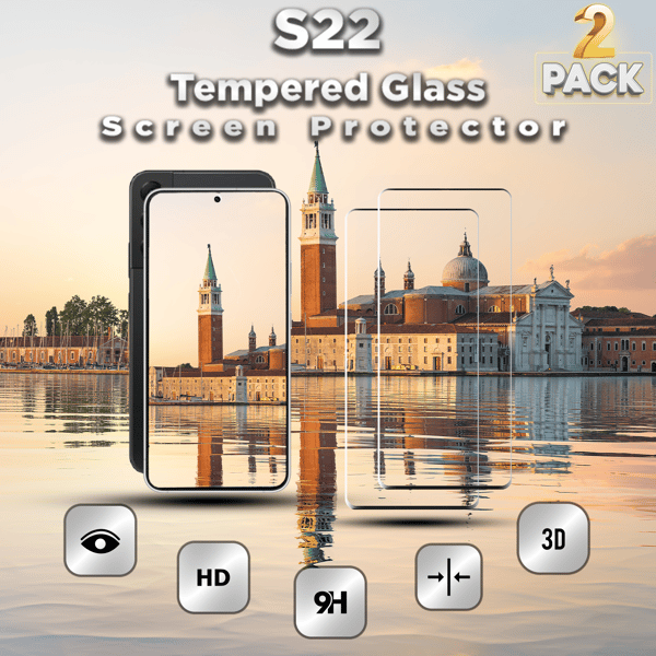 2-Pack SAMSUNG S22 Näytönsuoja - Karkaistu Lasi 9H - Super laatu 3D