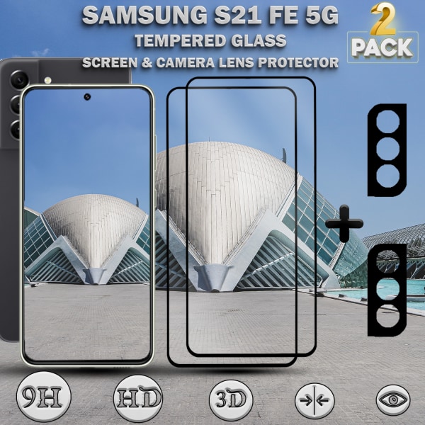 2-Pack Samsung S21 FE (5G) Skärmskydd & 2-Pack linsskydd - Härdat Glas 9H -  Super kvalitet 3D 8809 | Fyndiq
