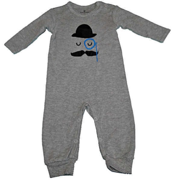 Köp Baby-overall med lång ärm utan fot - Man med Hatt Grey 80 | Fyndiq