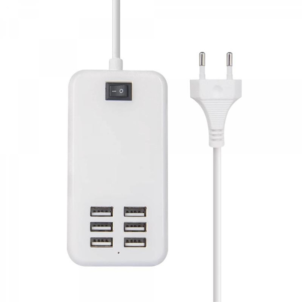 USB-driven aluminium USB-hubb med 6 portar