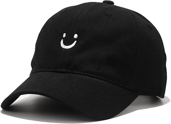 Baseballcaps med Smiley for Kvinner Menn Justerbar Lav Profil Ustrukturert Bomulls-Pappa-Caps