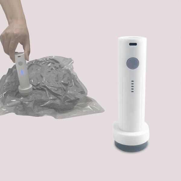 Elektrisk vakuumpumpe for oppbevaringsposer med 60Kpa sug og oppladbart batteri for reiser