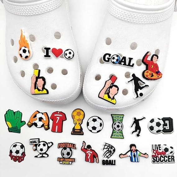 35 stk. Skocharms, Fodbold Croc Charms, PVC Crocs Tilbehør Armbånd Strandtasker Tilbehør Festgave til Børn Piger Voksne