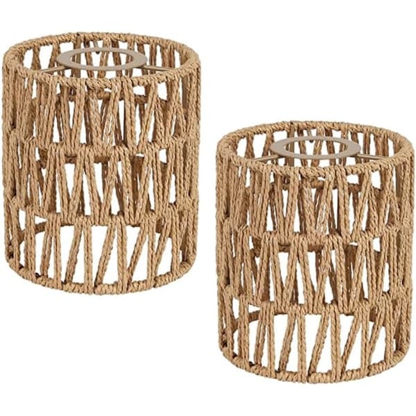 2x Boho Flet Lampeskærm Hængelampe Gulvlampe Papir Lampeskærm