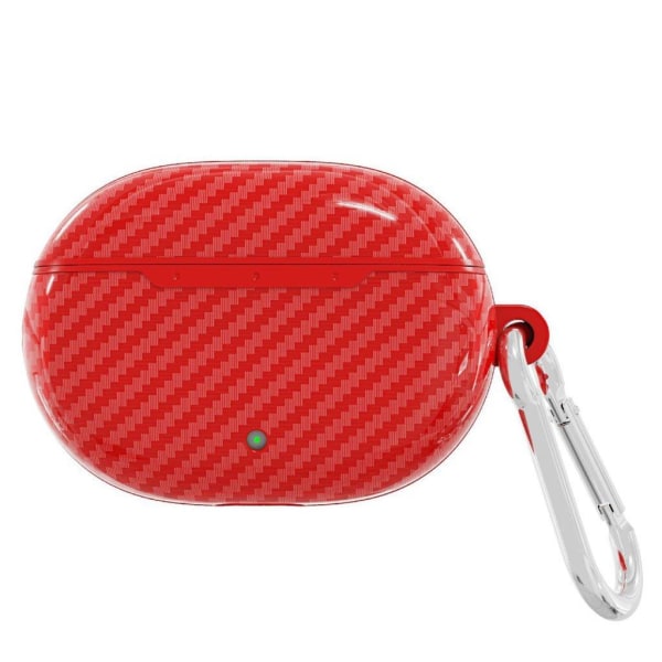 Generic Beats Studio Buds Carbon Fiber Tpu Cover With Carabiner - Red