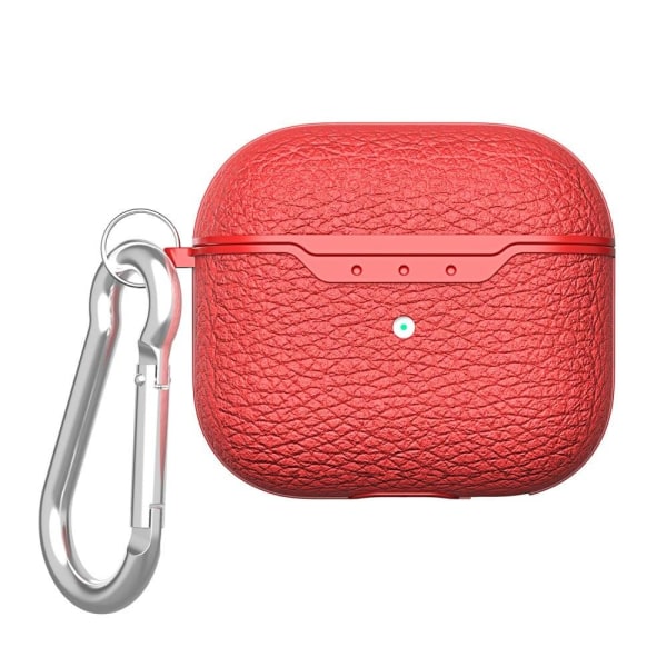Generic Airpods 3 Litchi Texture Case With Keychain - Red