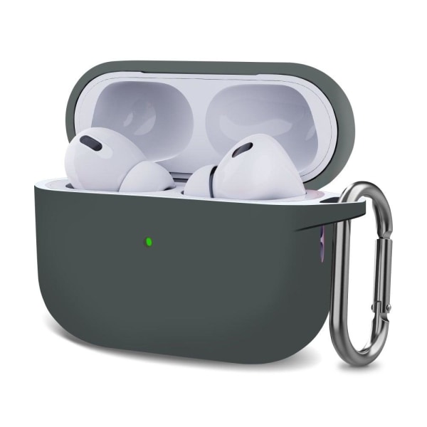 Generic Airpods Pro 2 Silicone Case With Buckle - Ash Grey Silver