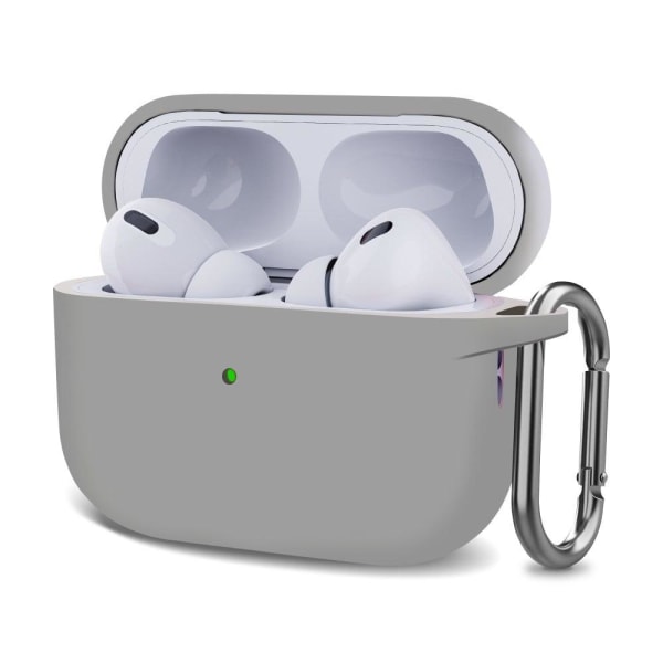 Generic Airpods Pro 2 Silicone Case With Buckle - Light Grey Silver
