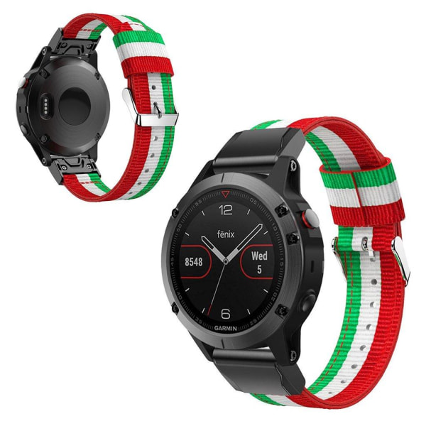 Generic Garmin Fenix 5 Nylon Watch Band - Green / White Red Multicolor