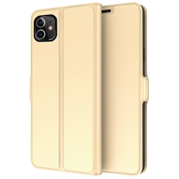 Generic Smooth Og Thin Premium Pu Læder Etui Til Iphone 12 / Pro - Gu Gold