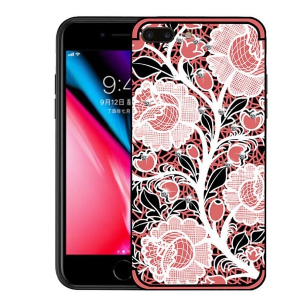 Generic Nxe Iphone 7 Plus / 8 Rose Mønster Rhinsten Décor Blød Tpu Pink