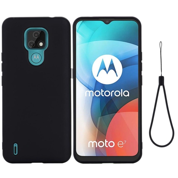 Generic Matte Liquid Silikone Cover Til Motorola Moto E7 - Sort Black