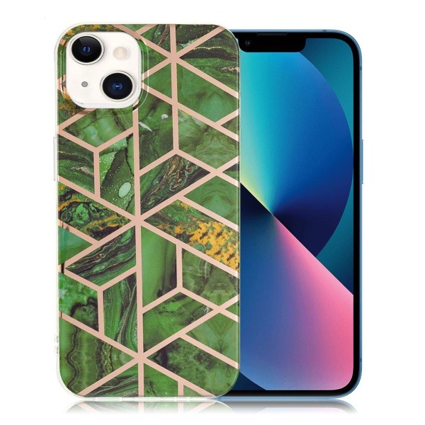 Generic Marble Iphone 13 Mini Etui - Green Rhombus