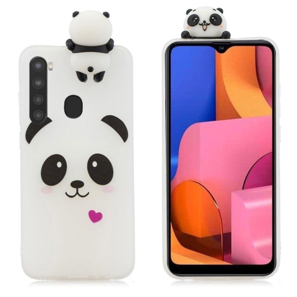 Generic Cute 3d Samsung Galaxy A21 Cover - Panda Og Hjerte White