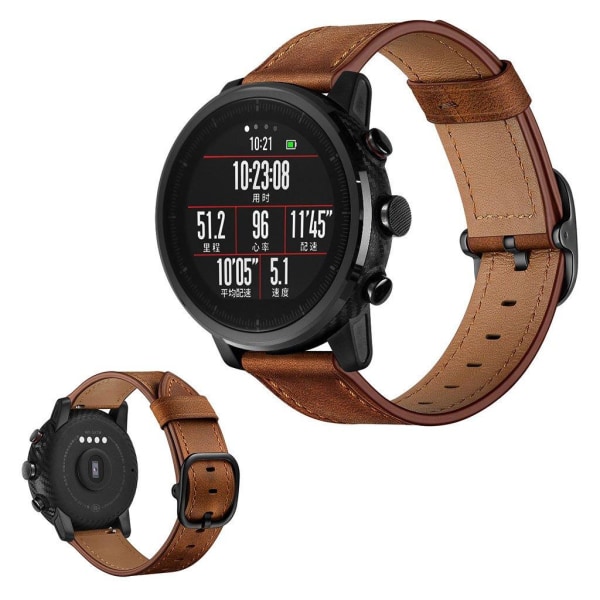 Generic Amazfit / Stratos 2 2s Cowhide Leather Watch Band - Coffee Brown