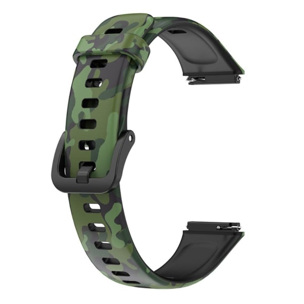 Generic Huawei Band 7 Pattern Printing Watch Strap - Camouflage Green
