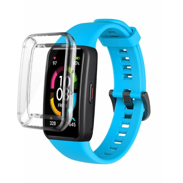 Generic Huawei Band 6 Silicone Watch Strap With Clear Cover - Sky Blue