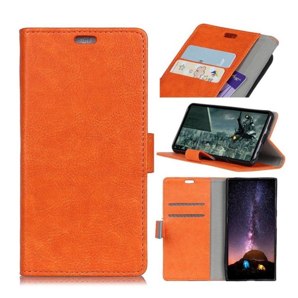 Generic Motorola Moto E5 Play Mobiletui I Kunstlæder Med Crazy Horse Tek Orange