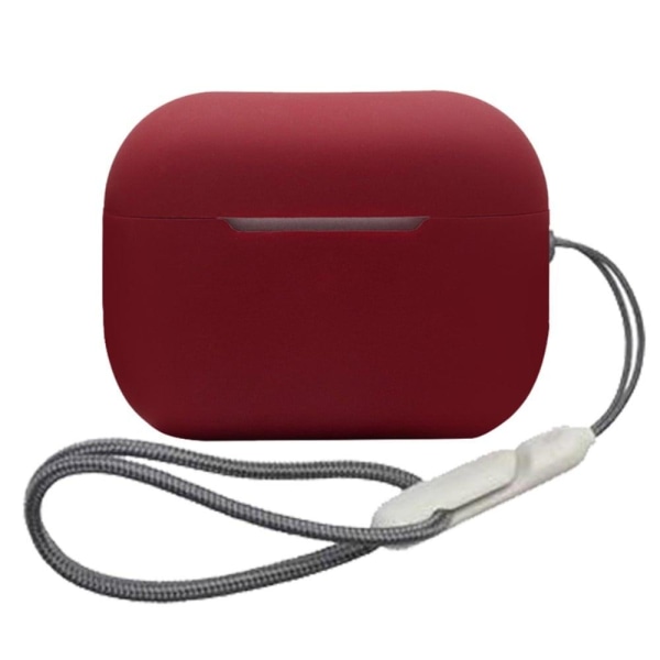 Generic Airpods Pro 2 Silicone Case With Lanyard - Wine Red