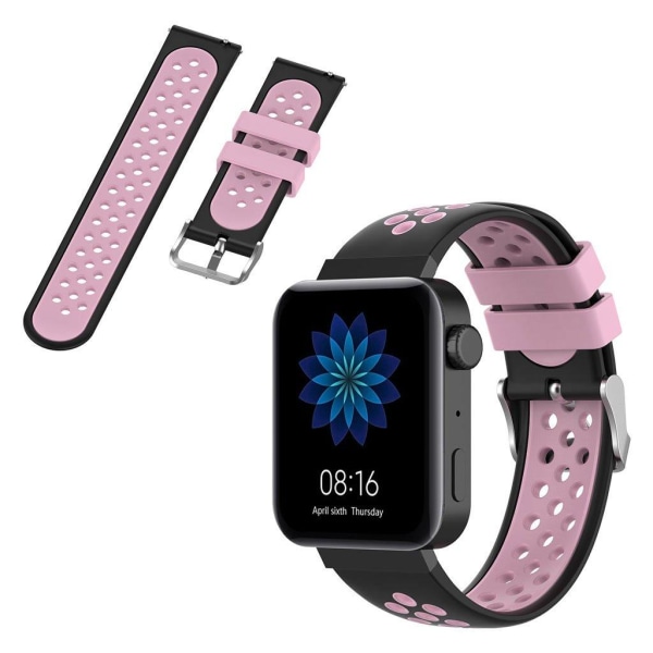 Generic Xiaomi Mi Watch Holdbar Tofarvet Silikone Urrem - Sort / Pink