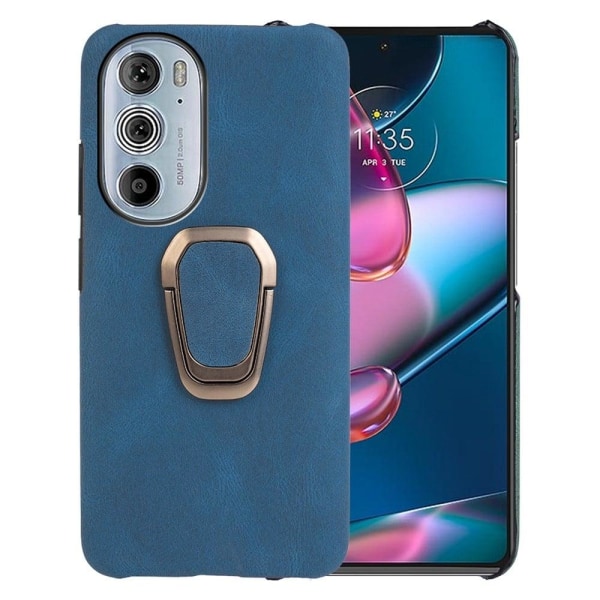 Generic Shockproof Leather Cover With Oval Kickstand For Motorola Edge 3 Blue