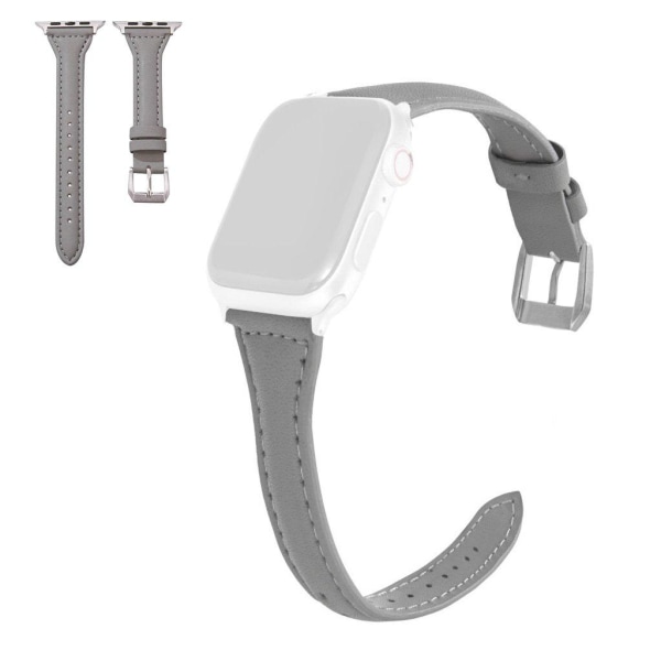 Generic Apple Watch Series 6 / 5 40mm Simple Leather Band - Grey Silver