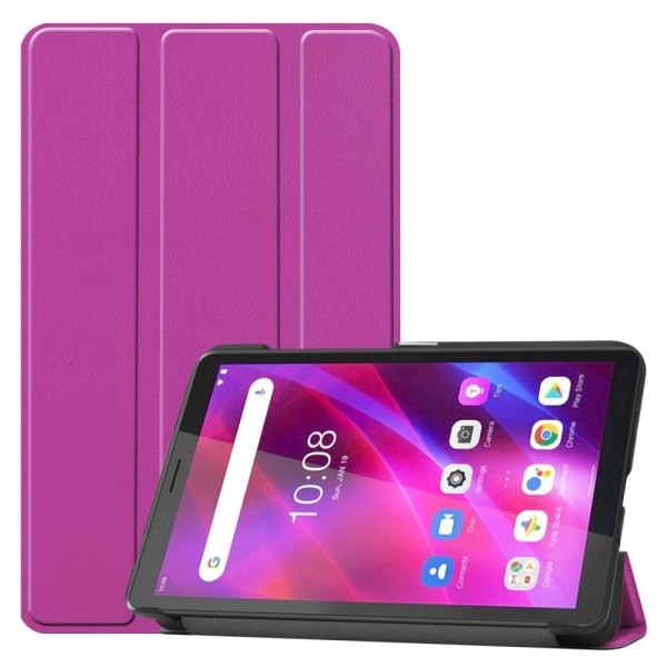 Generic Tri-fold Leather Stand Case For Lenovo Tab M7 (3rd Gen) - Purple