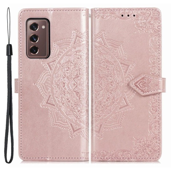 Generic Mandala Samsung Galaxy Z Fold2 5g Flip Etui - Rødguld Pink