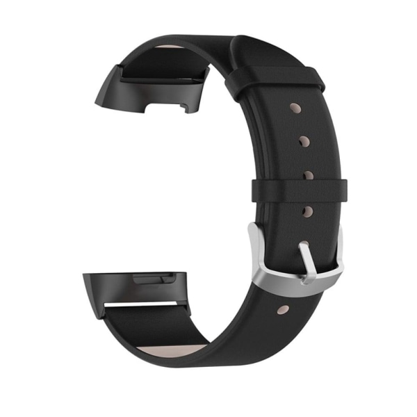 Generic Fitbit Charge 5 Genuine Leather Watch Strap - Black