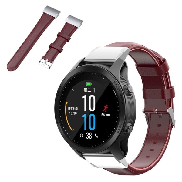 Generic Garmin Fenix 6s Pro Simple Leather Watch Band - Wine Red Brown