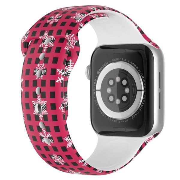 Generic Apple Watch (45mm) Christmas Pattern Silicone Strap - Snow Red