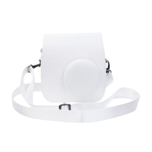 Generic Fujifilm Instax Mini 7 Plus Leather Case With Shoulder Strap - W White