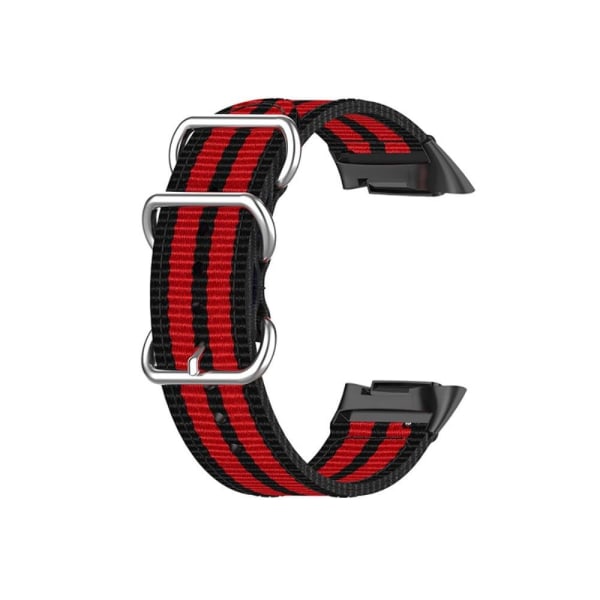 Generic Fitbit Charge 5 Elastic Nylon Watch Strap - Black / Red Multicolor
