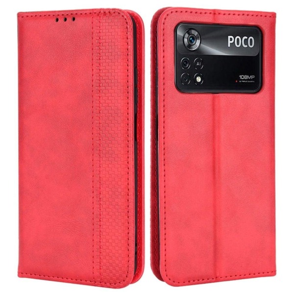 Generic Bofink Vintage Xiaomi Poco X4 Pro 5g Leather Case - Red