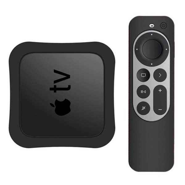 Generic Apple Tv 4k (2021) Set-top Box + Controller Silicone Cover - Bla Black