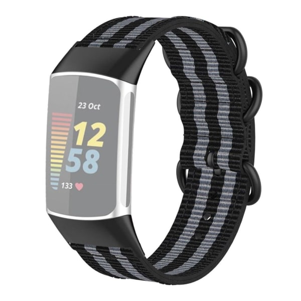 Generic Fitbit Charge 5 Nylon Watch Strap - Black / Grey