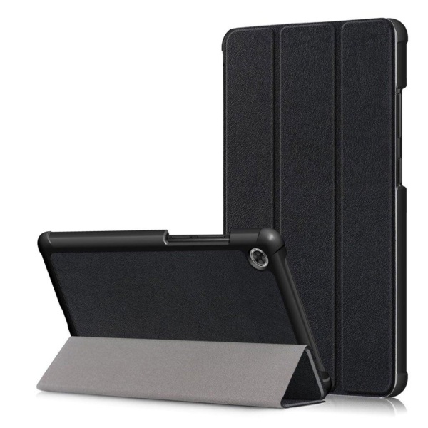 Generic Lenovo Tab M7 Tre-folds Holdbar Læder Flip Etui - Sort Black