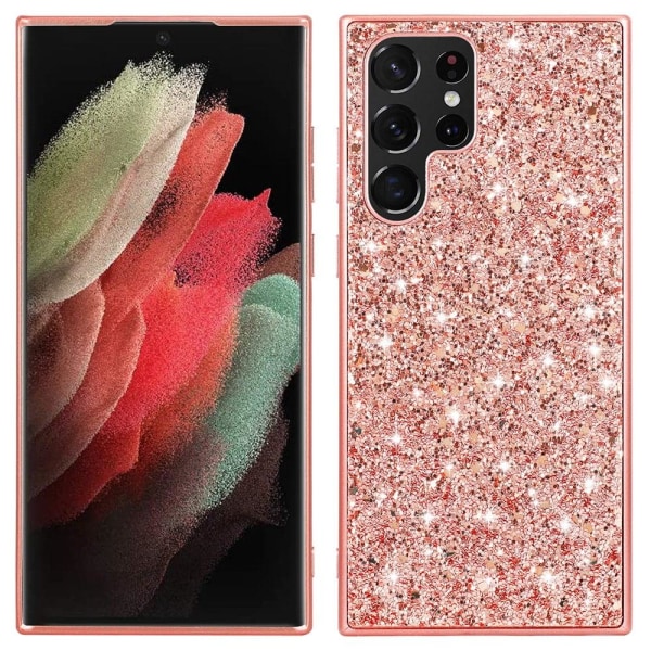 Generic Glitter Samsung Galaxy S22 Ultra Case - Rose Gold Pink