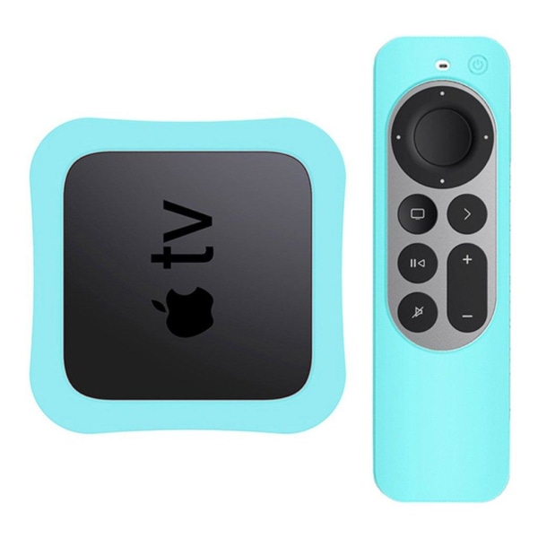 Generic Apple Tv 4k (2021) Set-top Box + Controller Silicone Cover - Lig Green