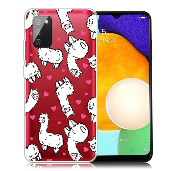 Generic Deco Samsung Galaxy A03s Case - Hearts And Fluffy Llamas White
