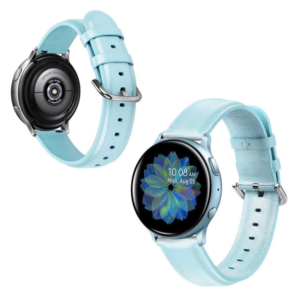 Generic Samsung Galaxy Watch Active 2 - 44mm Ægte Læder Urrem Babyblå Blue
