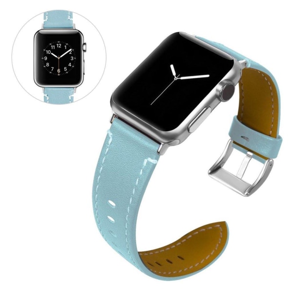 Generic Apple Watch Series 5 / 4 44mm Classic Genuine Leather Band Blue