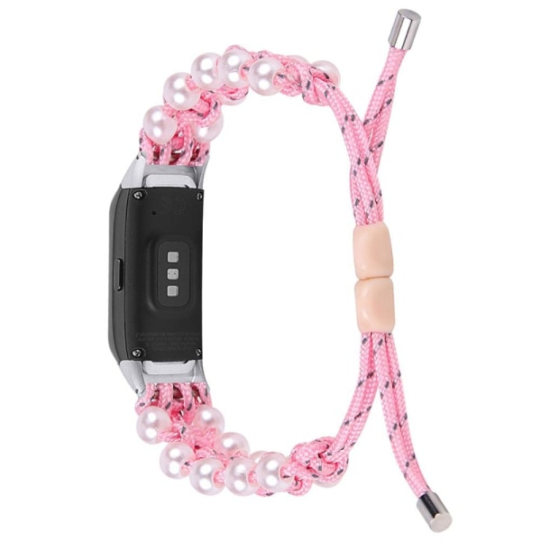 Generic Samsung Galaxy Fit Pearl Décor Stylish Nylon Watch Strap - Pink