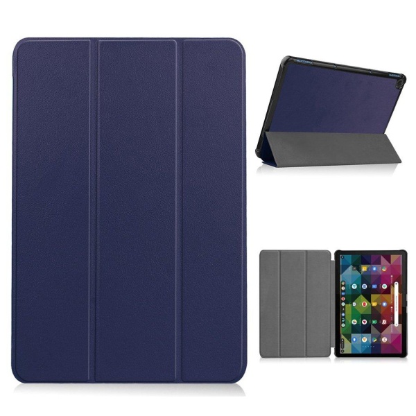 Generic Lenovo Chromebook Duet Litchi Læder Flip Etui - Mørkeblå Blue