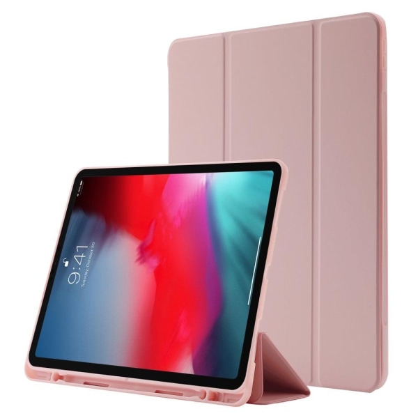 Generic Ipad Pro 12.9 (2022) / (2021) (2020) Tri-fold Leather Case - R Pink